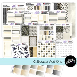 Kit de pegatinas para planificador con temática de invierno - Kit adicional - Cuervos de invierno - Pegatinas mate en blanco - 401-10-B