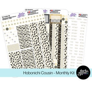 Hobonichi Cousin (A5) Monthly Kit - Winter Ravens - Planner Calendar Page Stickers - Matte Stickers on White - 401-40-AM