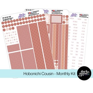 Kit mensual Hobonichi Cousin (A5) - TONOS DE ARCILLA - Tema estético minimalista - Pegatinas para planificador mate neutras simples 402-40-M