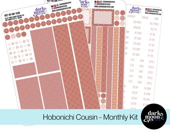 Hobonichi Cousin (A5) Monthly Kit - CLAY TONES - Minimalist Aesthetic Theme - Simple Neutral Matte Planner Stickers 402-40-M