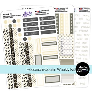 Hobo Cousin/A5 Weekly Kit - Winter Ravens - Matte Stickers on White - 401-40-W