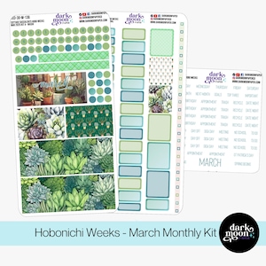 Hobonichi Weeks March Monthly Kit - Cottage Succulents - Matte Stickers - 103-30-M