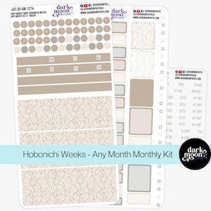 Kit mensuel Hobonichi Weeks - TON BOIS DRIFT - Stickers minimalistes beiges neutres mats pour agenda 2043-30-M
