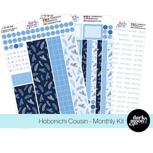 Hobonichi Cousin (A5) Monthly Kit - Icy Branches - Planner Calendar Page Stickers - Matte Stickers on White - 201-40-AM