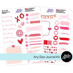 Kit de pegatinas para diario con temática de corazones de San Valentín - CORAZONES DE GALLETAS - Tema de corazones de San Valentín - Pegatinas mate - 302-10-J - Pegatinas decorativas