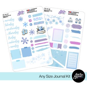 Kit de pegatinas para diario con temática invernal - Winter Hygge - Pegatinas mate en blanco - 101-10-J-37/38