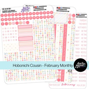Hobonichi Cousin (A5) kit mensuel de février - Colorburst Love - Stickers page calendrier agenda - Stickers mats - 202-40-M - coeurs de la Saint-Valentin