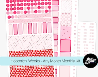 Hobonichi Weeks Any Month Monthly Kit - COOKIE HEARTS - Valentine Heart Theme - Matte Stickers - 302-30-AM