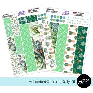 Kit quotidien Hobonichi Cousin (A5) - plantes succulentes cottage - autocollants de page d&#39;agenda - autocollants mats sur blanc - 103-40-D