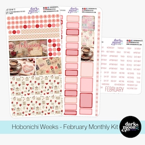 Hobonichi Weeks February Monthly Kit - Love Letters - Matte Stickers - Valentine Theme Planner Stickers 102-30-M