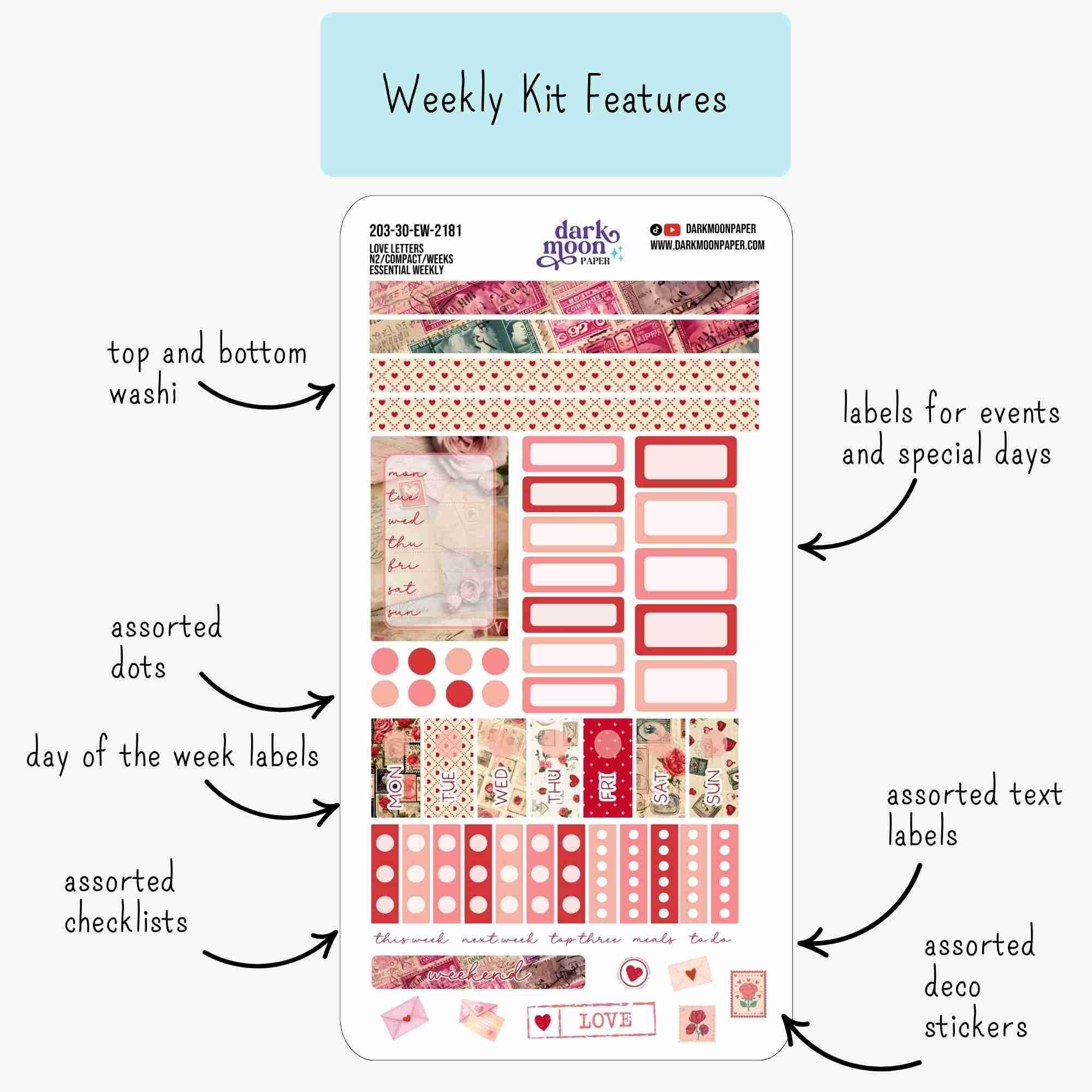 Floral Weekly Sticker Kit – Hobonichi Weeks (N2 Size) – Undated ...
