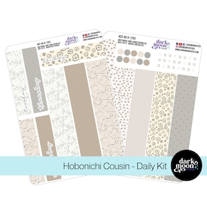 Kit quotidien Hobonichi Cousin (A5) - tons bois flotté - stickers minimalistes beiges neutres mats 204-40-D