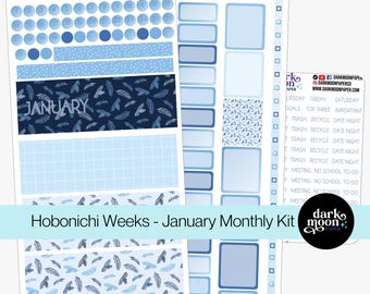 Kit mensual de enero de Hobonichi Weeks - Icy Branches - Pegatinas mate - 201-30-M