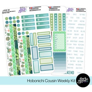 Hobo Cousin/A5 Weekly Kit - Cottage Succulents - Matte Stickers on White - 103-40-W