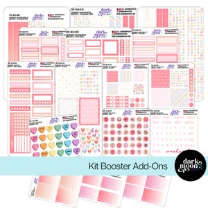 Kit de pegatinas para planificador con temática de corazones de San Valentín - Kit adicional de refuerzo - Colorburst Love - Pegatinas mate sobre blanco - 202-10-B