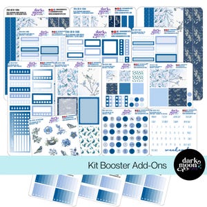Kit de pegatinas para planificador Bluebird - Kit de refuerzo - SERENATA AZUL - Pegatinas mate para planificador Blue Bird Spring Songbird 204-10-B