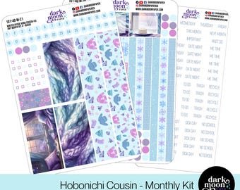 Hobonichi Cousin (A5) Monthly Kit - Winter Hygge - Planner Calendar Page Stickers - Matte Stickers on White - 101-40-M