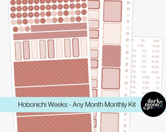 Hobonichi Weeks Monthly Kit - CLAY TONES - Minimalist Aesthetic Earth Brown Theme - Simple Neutral Matte Planner Stickers 302-30-M