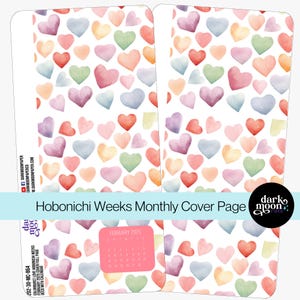 Hobonichi Weeks Month Divider - February Monthly Cover Page - Colorburst Love - Matte Stickers on White - 202-30-MC - Valentine Hearts