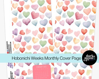 Hobonichi Weeks Month Divider -  Monthly Cover Page - Colorburst Love - Matte Stickers on White Valentine Hearts