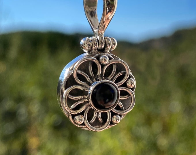 Black Onyx Pendant or Earrings or Set - Ornate Sterling Silver Necklace, Earrings, Pendant, Custom Design by Beautiful Silver Jewelry