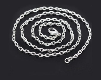20 Inch Textured Necklace Chain with Sturdy Lobster Clasp, Silver Plated 2.8 mm Wide for Necklaces, Pendants