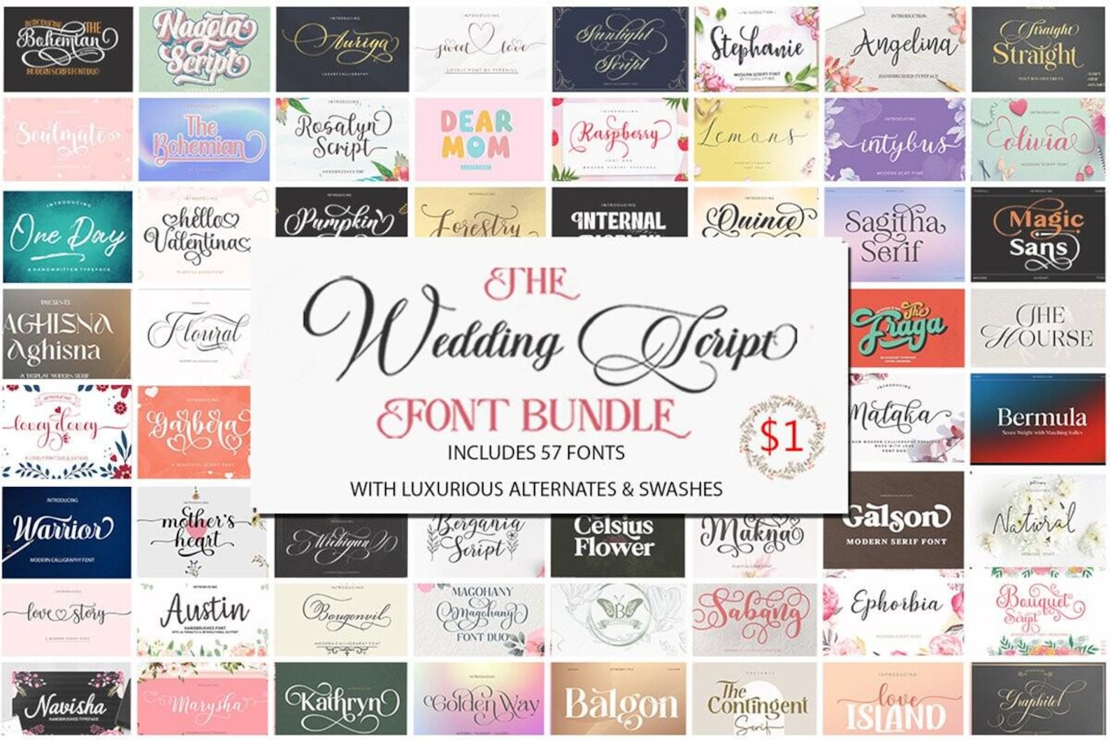 The Wedding Script Font Bundle 57 Luxurious Fonts - Etsy