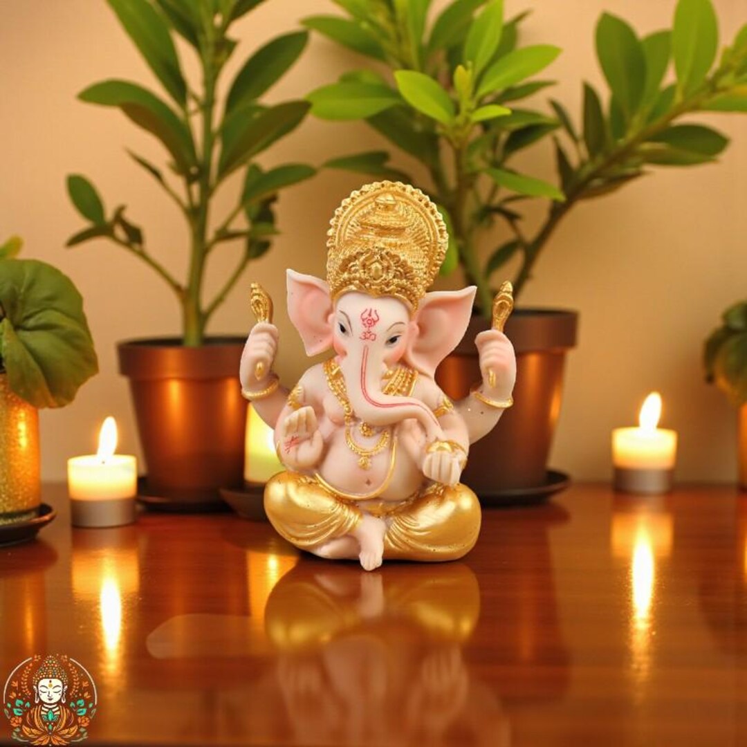 黄金の静寂のガネーシャ像 — 知恵、繁栄、そして守護の象徴 - Etsy 日本