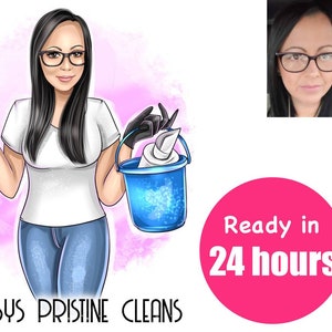 Custom Cleaning Business Cartoon Logo: Maid Service Caricature Design