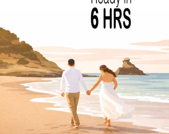 Custom Couple Faceless Portrait:  Cartoon Portrait from Photo, Gifts for Her, Minimalist Art