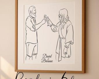 Couple Line Portrait from Photo -  Custom Minimalist Drawing, Personalized Portrait (Digital Files)