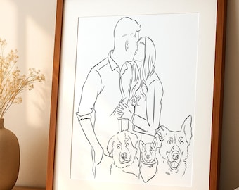 Couple One Line Drawing - Custom Line Art, Family Portrait, Wedding Digital Gift