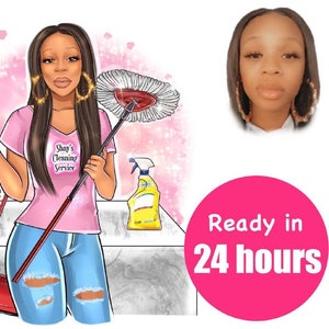 Cleaning Business Logo, Cleaning Service Logo, Cleaning Logo Design, Housekeeper Logo, Maid Service Logo, Cartoon Logo, Custom Caricature