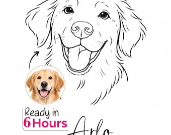 Pet Line Portrait - Painting from Photo, Dog Line Art, Digital Print, Cat Drawing