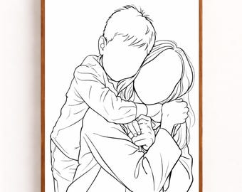 Single Line Drawing from Photo - Wedding Anniversary, Line Art Portrait, Personalized Gift