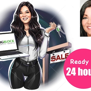 Diseño de logotipo de agente de bienes raíces, logotipo personalizado, retrato de logotipo de negocios, avatar personalizado de retrato, diseño de logotipo de personaje, logotipo de caricatura, dibujos animados