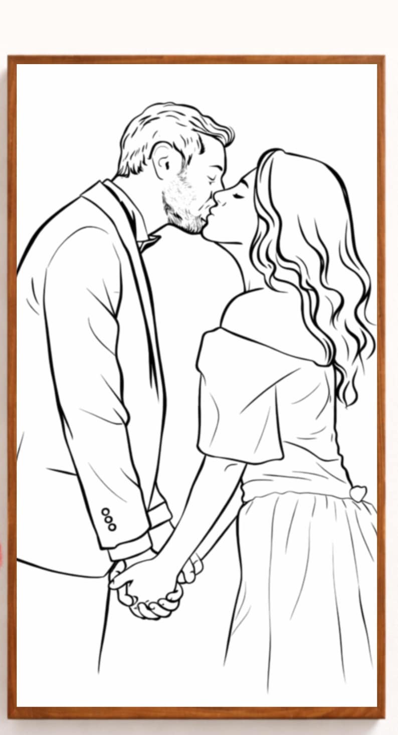 One Line Drawing: Minimalist Portrait from Photo, Digital Art, First Anniversary Gift image 20