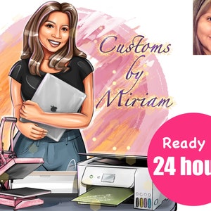 Small Business Logo Portrait, Cartoon Portrait For Business, Logo with Heat Press, Custom Cartoon Logo Design, Cartoon Logo For Business