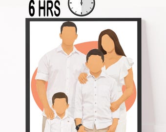 Custom Family Portrait: Cartoon Portrait, Faceless Digital Art, Profile Picture, Personalized Gift