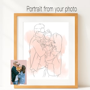 One Line Drawing: Minimalist Portrait from Photo, Digital Art, First Anniversary Gift image 10