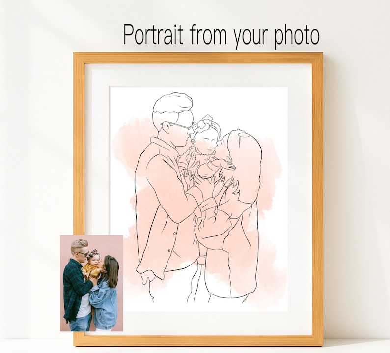 One Line Drawing: Minimalist Portrait from Photo, Digital Art, First Anniversary Gift image 10