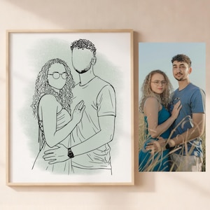 One Line Drawing: Minimalist Portrait from Photo, Digital Art, First Anniversary Gift image 16