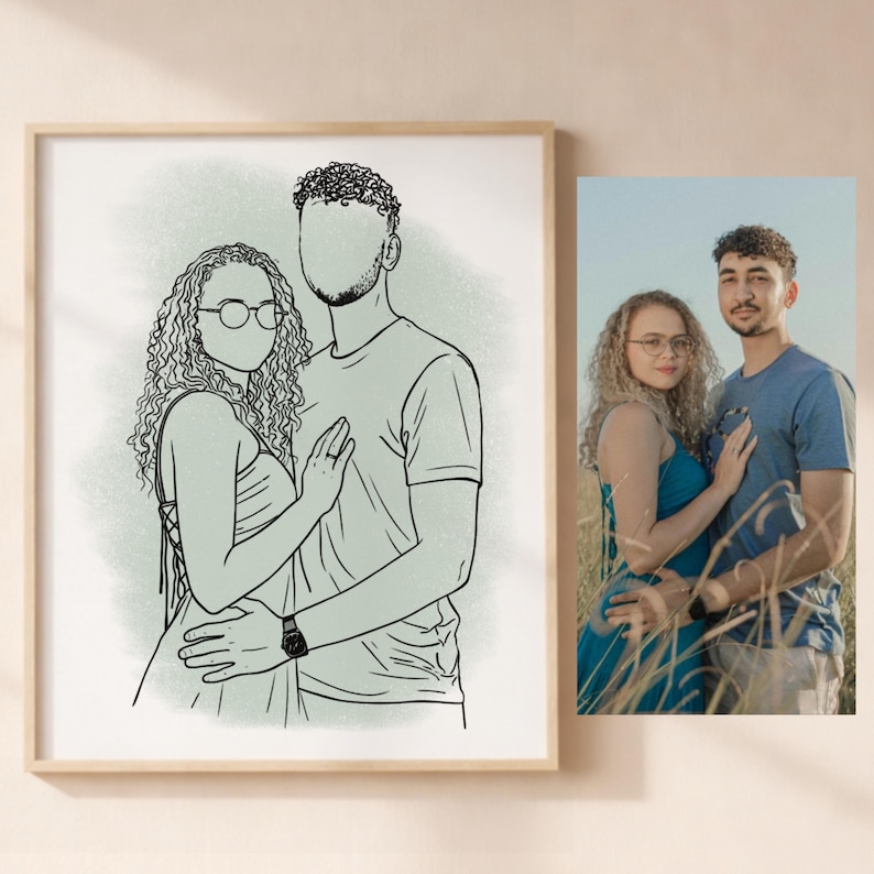 One Line Drawing: Minimalist Portrait from Photo, Digital Art, First Anniversary Gift image 16