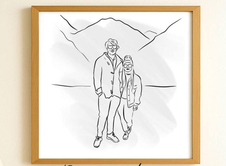 One Line Drawing: Minimalist Portrait from Photo, Digital Art, First Anniversary Gift image 12
