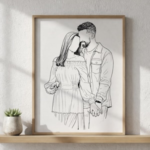 One Line Drawing: Minimalist Portrait from Photo, Digital Art, First Anniversary Gift image 3