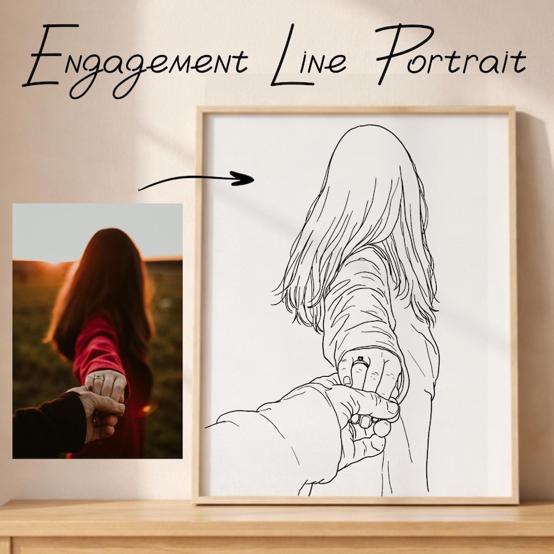 One Line Drawing: Minimalist Portrait from Photo, Digital Art, First Anniversary Gift image 18