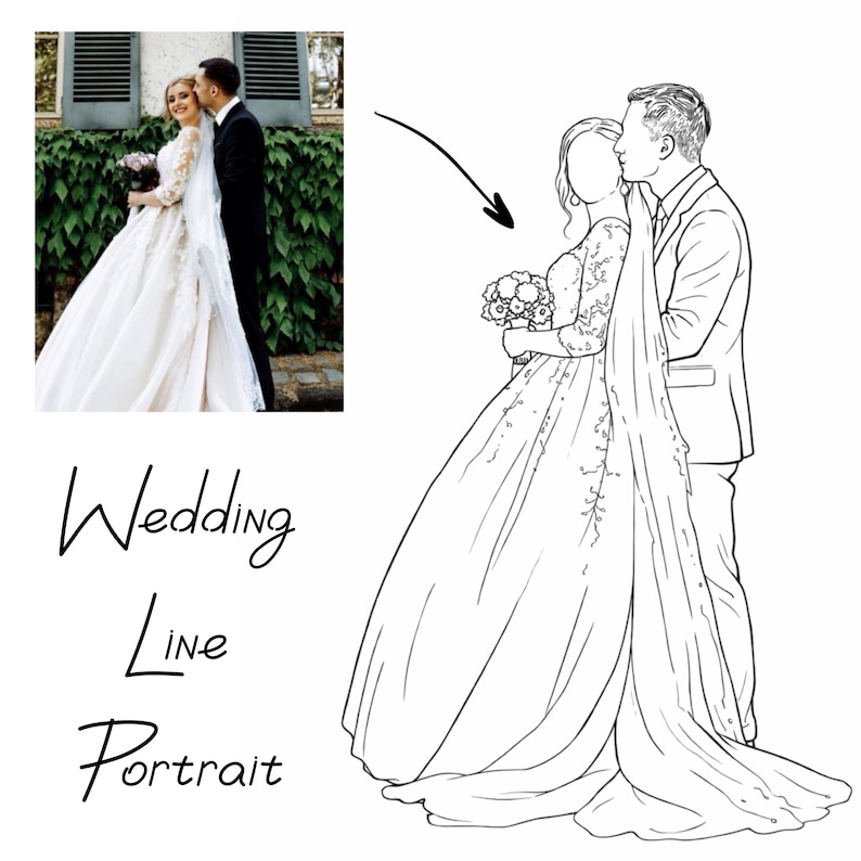 One Line Drawing: Minimalist Portrait from Photo, Digital Art, First Anniversary Gift image 11