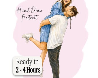 Custom Hand Drawn Watercolor Portrait, Watercolor Family Painting, Mothers Day Gift, Anniversary