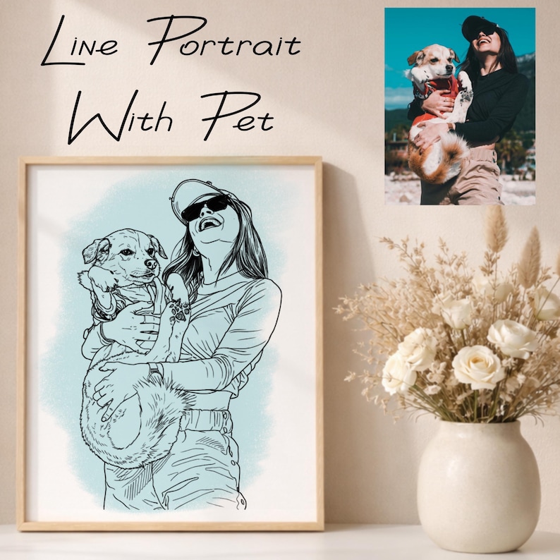 One Line Drawing: Minimalist Portrait from Photo, Digital Art, First Anniversary Gift image 9