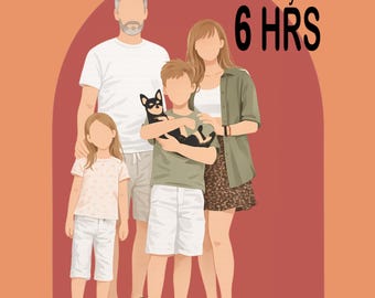 Personalized Faceless Portrait - Custom Portrait Drawing, Digital Download, 1 Year Anniversary